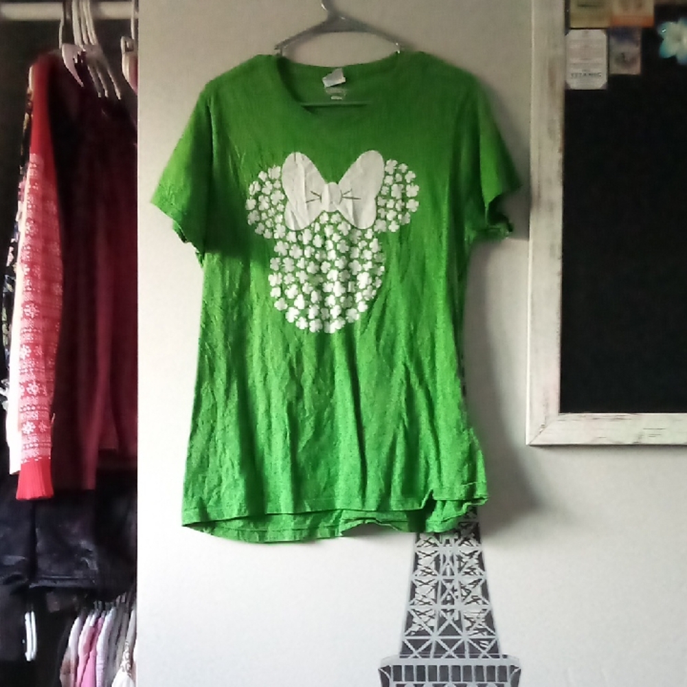 Disney Green Tee with White Minnie Graphic
